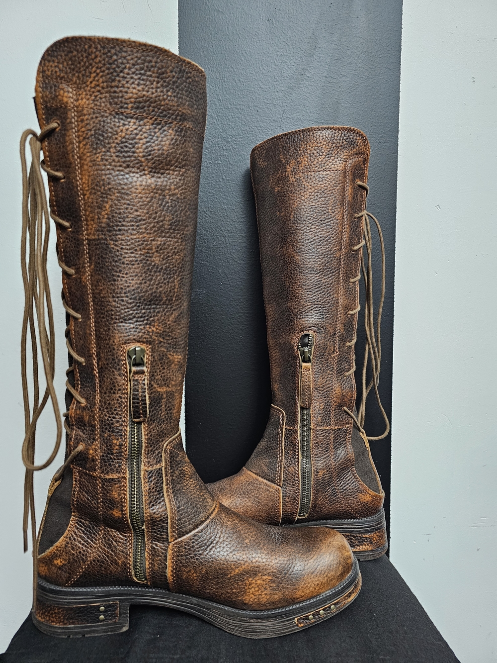 Caterpillar Women's Tall Lace-Up Combat Boots in Distressed Brown